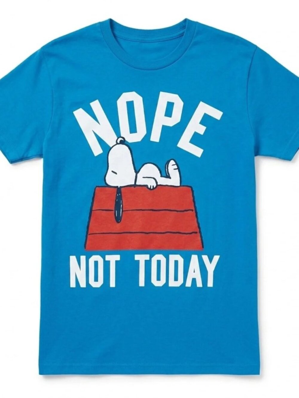 Peanuts Snoopy Nope Not Today Blue Graphic Tee Shirt Size S Vintage Look